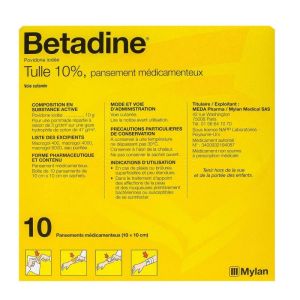 Betadine Tulle 10x10 Bte 10