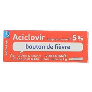 Aciclovir 5% Biogaran Crème Tube 2g Boutons de fièvre