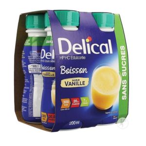 Delical Boisson Hp-hc Sans sucre Vanille 4X200mL
