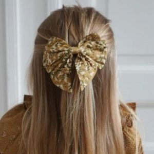 Barrette Nœud Fleurs Moutarde Ks