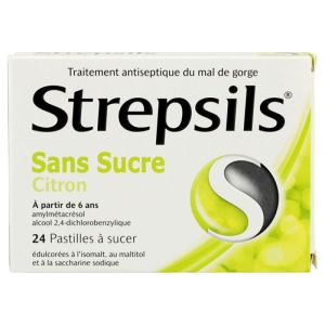 Strepsils Citron Sans Sucre Pastilles x24