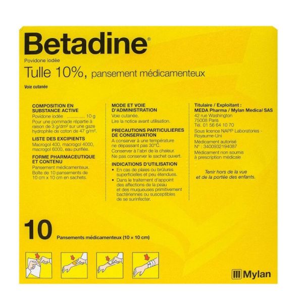 Betadine Tulle 10x10 Bte 10
