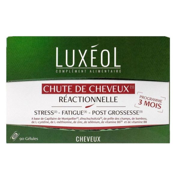 Luxeol Chute Cheveux Réaction 90 gélules