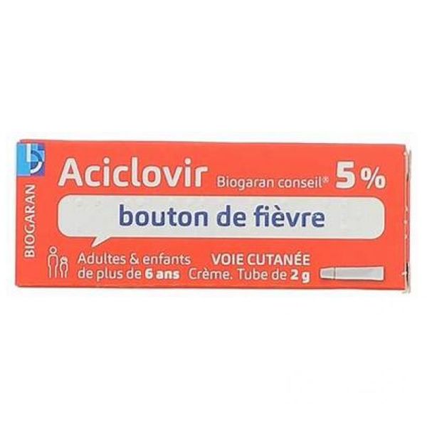 Aciclovir 5% Biogaran Crème Tube 2g Boutons de fièvre