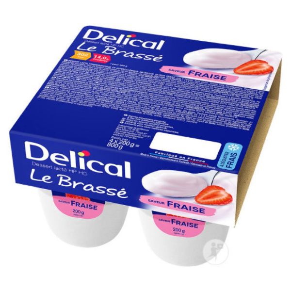 Delical Le Brassé Dessert Lacté HP HC Fraise 4x200g