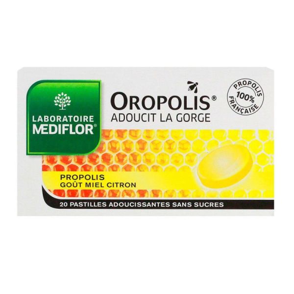 Oropolis Past Miel citron Sans sucre 20 pastilles