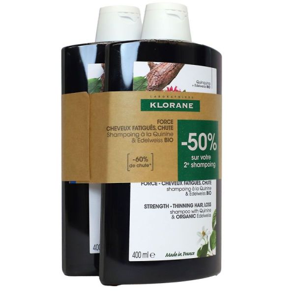 Klorane Shampoing Quinine Edelweiss 2X400ml