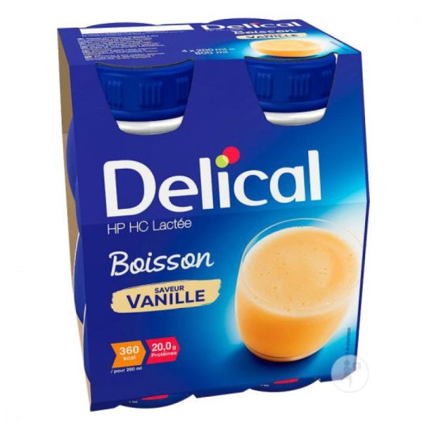 Delical HP HC Boisson Lactée Saveur Vanille Bouteilles 4x200ml