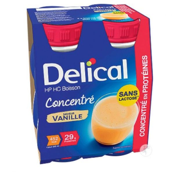 Delical HPHC Boisson Concentré Sans Lactose Vanille4x200ml