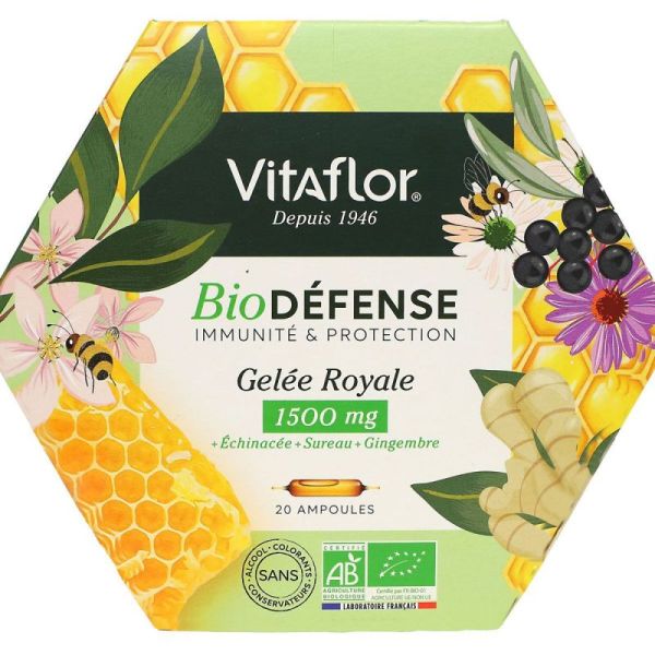 Vitaflor Gelé Royal Défense+ immunité 20 ampoules
