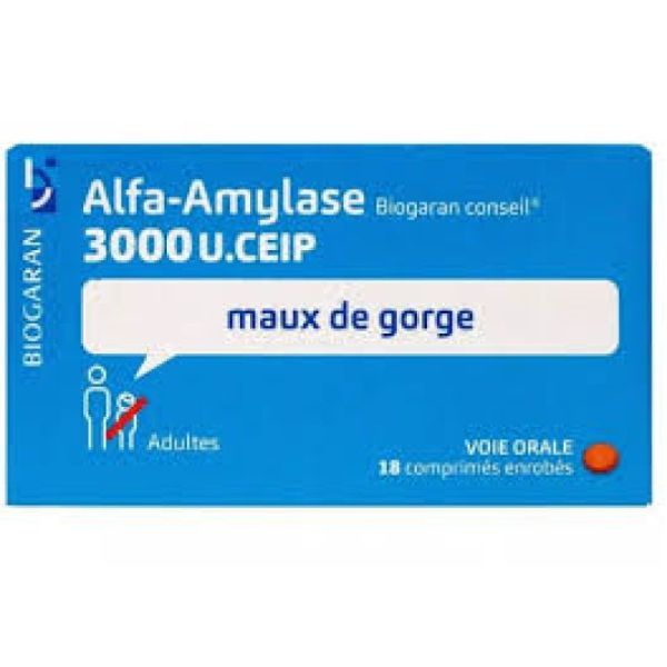 Alfa-amylase 3000u Biogaran 18 Comprimés