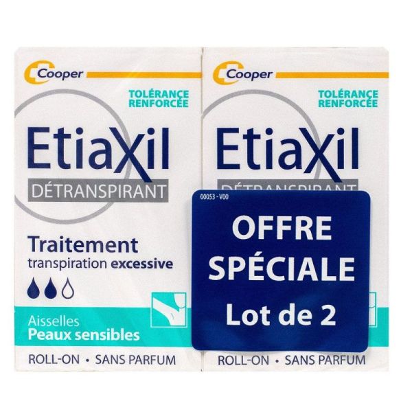 Etiaxil Detranspirant Peau sensible Roll-on lot de 2