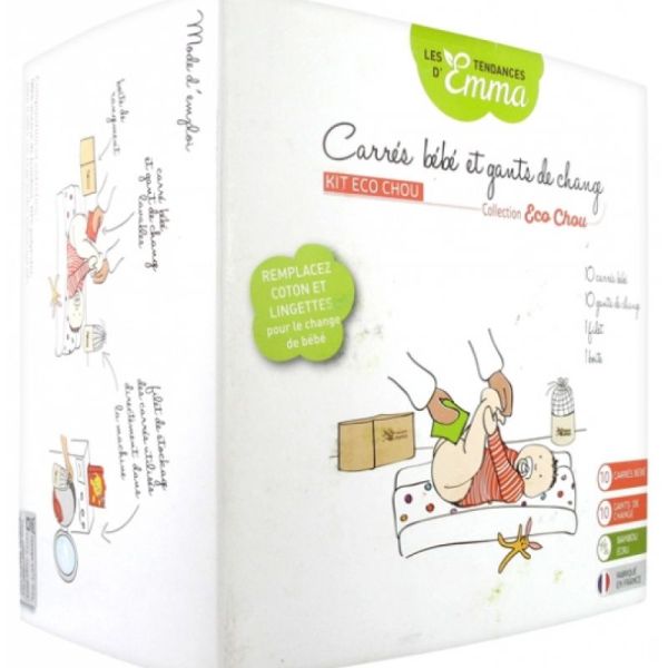 Les Tendances d'Emma Collection Kit Eco Chou Carrés Bébé et Gants